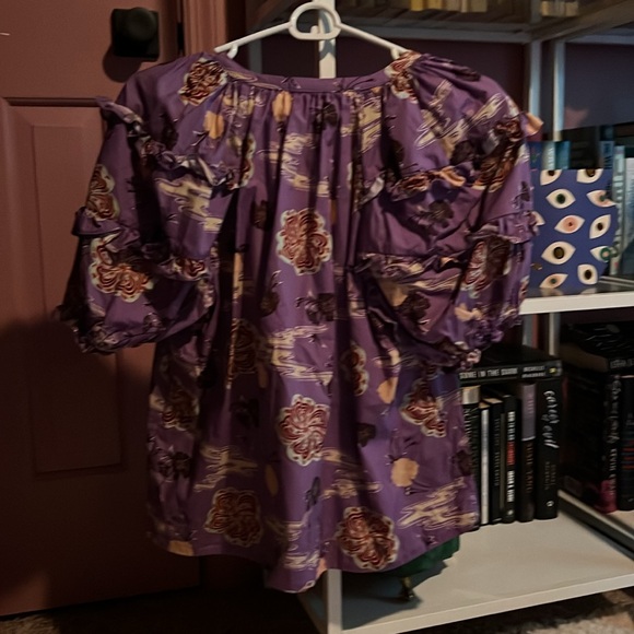 Ulla Johnson Mari Purple Cotton Poplin Blouse - Picture 6 of 6